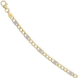 Jobo Steg-Panzerarmband bicolor 333 Gelbgold 19 cm