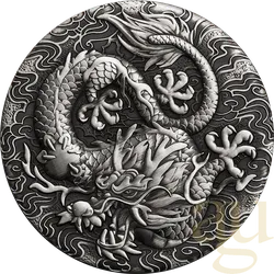 2 Unzen Silbermünze Australien Drache 2022 - Antik Finish