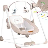 Kidiz KIDIZ® Babywippe Babyschaukel mit 5 Geschwindigkeitseinstellungen zusammenklappbarer Baby Wippe Schaukel Babyhochstuhl mit Spielbogen Spielzeugen 5 beruhigende Naturgeräusche neugeborene