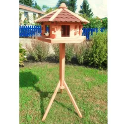 Holz Vogelhaus 59 x 50 x 38 cm - Vogelhaus aus Fichtenholz - rustikales Vogelhäuschen - ideales Vogelhaus für Garten & Terrasse