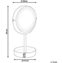 Beliani Kosmetikspiegel Gold, Schwarz, Metall, Rund, 20x34x15 cm Spiegel, Schminkspiegel