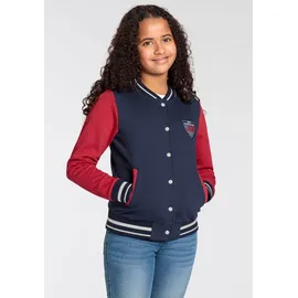 delmao Sweatjacke "für Mädchen", Mädchen, Gr. 164/170, blau (marine, rot), angeraute Sweatware, Obermaterial: 100% Baumwolle, colorblocking, Basic hüftlang, Bündchen, Sweatjacken Sweatjacke, im College-Style