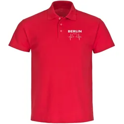 multifanshop Poloshirt - Berlin rot - Herzschlag - Druck weiß - Polo