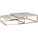 Wohnling Couchtisch Marmoroptik ca. 75x75x27 cm Gestell Gold