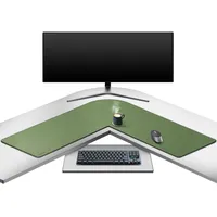 Mydours L-förmiger Schreibtischunterlage aus PU-Leder, 95 x 95 cm Eck Schreibtischmatte, L Form Mausepad Große, Doppelseitig Tischunterlage für Büro und Zuhause (Grün)