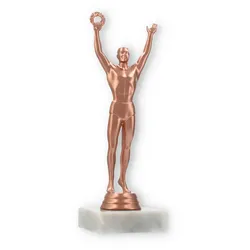Pokal Kunststofffigur Sieger bronze auf weißem Marmorsockel 20,6cm