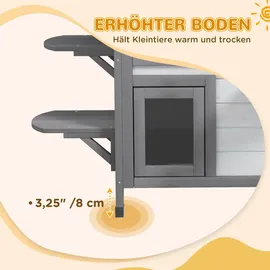 PawHut Katzenhaus aus Holz, Outdoor Katzenhütte mit Treppe, 2-Etagen, Kleintierhaus für Katzen bis 4,5 kg, Weiß, 99,5 x 76 x 91 cm - Weiß