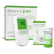 gcare lipid Gesamtcholesterin Messsystem mit Teststeifen und Lanzetten Etui 1 St Teststreifen