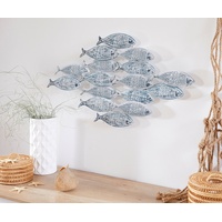 Home Affaire Wanddekoobjekt »Fische«, Wanddeko aus Metall, Shabby Look, blau
