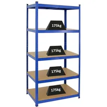Proregal Schwerlastregal Taurus HxBxT 180 x 90 x 60 cm Fachlast 175 kg Blau 180x90x60cm Gesamtlast 875kg Kellerregal, Steckregal, Garagenregal, Lagerregal