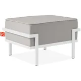 konsimo® Gartenlounge-Hocker, Weiß, Hellgrau, Metall, Textil, 1-Sitzer, Füllung: Schaumstoff, Rechteckig, 69x44x54 cm, Hergestellt in Europa, Gartenmöbel, Gartenstühle, Gartenhocker