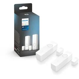Philips Hue Secure Smart Home Kontaktsensor 2er Pack für Türen und Fenster, einfache Installation, Smart Home Security und Lichtsteuerung mit nur Einer App Bridge erforderlich, weiß