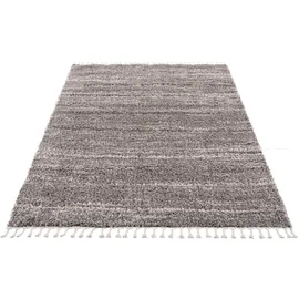 Carpet City Hochflor-Teppich CARPET CITY "Pulpy 524" Gr. 5, grau, B:240cm H:30mm L:340cm, Kunstfaser, Teppiche, Fransenteppich, besonders weich, mit Fransen, Meliert
