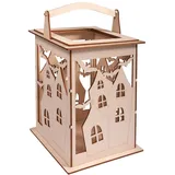 Rayher LED Lichterkette Holz 15,3 x 15,3 x 26,5 cm Braun