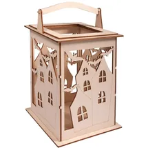 Rayher LED Lichterkette Holz 15,3 x 15,3 x 26,5 cm Braun