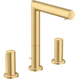 Hansgrohe Axor Uno 3-Loch Waschtischarmatur 200 mit Zerogriffen Zugstangen-Ablaufgarnitur brushed gold optic