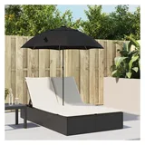 vidaXL Sonnenliege Doppelliege 200 x 58 x 29 cm Schwarz