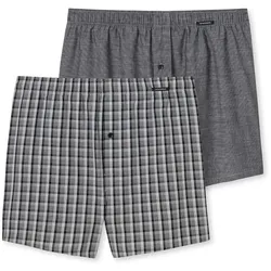 SCHIESSER Herren Web-Boxershorts, 2er Pack - Unterhose, Baumwolle Grau 3XL