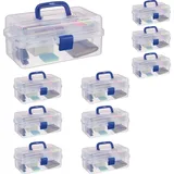 Relaxdays 10 x Transparente Plastikbox blau