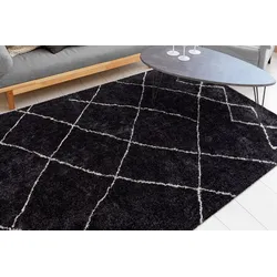 Teppich ME GUSTA "Orlando 525", grau (anthrazit), B:80cm H:27mm L:150cm, Polyester, Teppiche, Attraktives Muster, Retrolook,Baumwollrücken, Fußbodenheizung geeignet