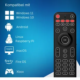 Orbsmart AM-1 Pro kabellose Airmouse Fernbedienung mit Mini-Tastatur Deutsch (QWERTZ) | beleuchtet | Gyro-Maus | 2.4 GHz | Mikrofon
