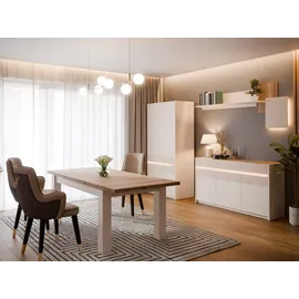 Forte Oak Squere", beige Mauvella eiche, sand, sand, mauvella eiche), B:160,4cm H:76,1cm T:90,4cm, Tische, Esstisch, Ausziehbarer Esstisch, zweifarbig, Montage