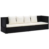 vidaXL Garten-Sofabett mit Kissen Gartensofa Gartenmöbel Gartenliege Loungebett Outdoor Tagesbett Sofa Garten Schlafsofa Sofa Poly Rattan Schwarz