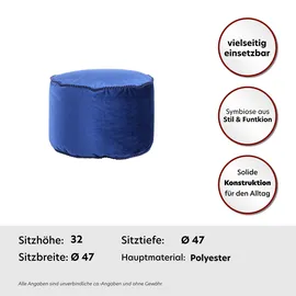 Kayoom Stauraumhocker KAYOOM "Pouf Taj Mahal 125, trendige samtige Oberfläche", blau, B:47cm H:32cm T:47cm, Bezug: 100% Polyester (Samt) / Füllmaterial: 100% Polystryol, Hocker, samtweich, farbig, modern, orientalisches Design
