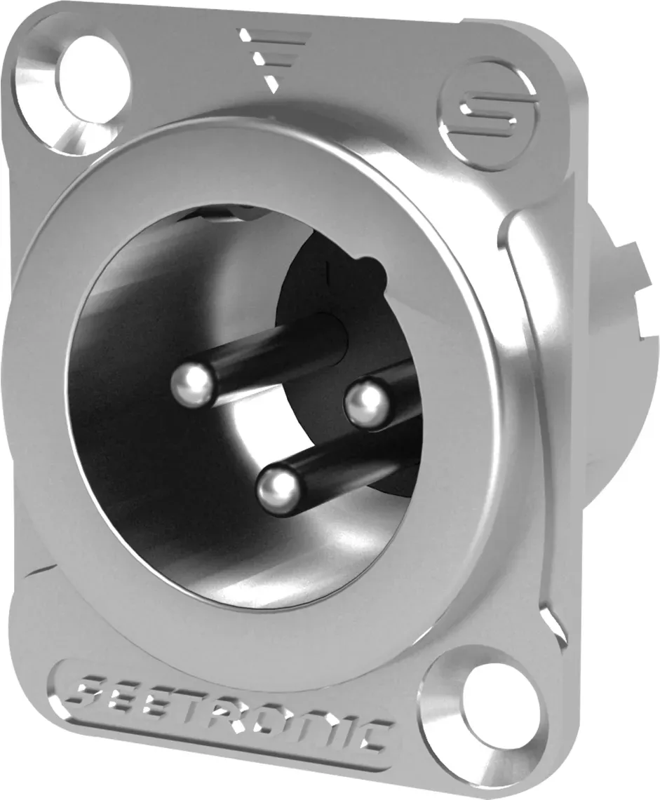 SEETRONIC XLR 3P Chassis - male Silberkontakte - nickelfarbenes Gehäuse