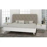 Xlmoebel Schlafzimmer-Set Weißes Schlafzimmermöbel mit Bett und Nachtkommoden, (3-tlg., 3tlg Schlafzimmer Set (Bett + 2x Nachttische), Hergestellt in Europa weiß