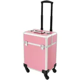 Kosmetikkoffer Trolley Professionelle Schminkkoffer Friseurkoffer Groß Mit Schlüssel und Rad Make up Koffer,Für Kosmetiker, Friseur(Rosa)