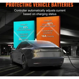 Vevor Tragbares EV-Ladegerät mit LCD-Display 3,68 kW Ladegerät für Elektrofahrzeuge EV-Ladekabel Typ 2(IEC62196) CEE 7/7 Stecker 16A 1-Phasig EV-Ladestation 8,6m Kabellänge IP66 Wasserdicht Wallbox