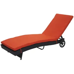Sonnenliege MCW-D80, Gartenliege Relaxliege Liege, Poly-Rattan ~ anthrazit, Kissen terracotta