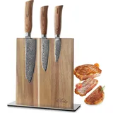 Wakoli Edib Pro 3er Damastmesserset I Holzbox I 8-16cm Klinge I mit Messerblock