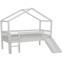 Vipack Hausbett Forrest 90 x 200 cm Buche massiv lackiert weiß