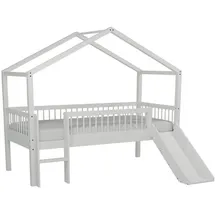 Vipack Hausbett Forrest 90 x 200 cm Buche massiv lackiert weiß
