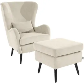 Home Affaire Ohrensessel Sallito Polyester 76 x 109 x 85 cm Beige mit Hocker