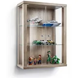 K-Möbel Hängevitrine Glas, 2 Fächer, Rechteckig, 60x80x25 cm, Wohnzimmer, Wohnwände, Vitrinenschränke - 2 Jahre Gewährleistung - mind. 14 Tage Rückgaberecht - Braun