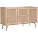 ALICE'S HOME Sideboard mit Rattangeflecht 120 x 39 x 70 cm - 2 Ebenen - 3 Türen - Skandinavische Möbelbeine