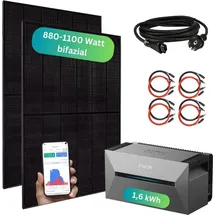 myvoltaics Balkonkraftwerk mit Speicher 880+ Watt - inkl. Anker SOLIX Solarbank 2 Pro (1,6 kWh)