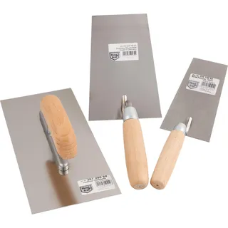 Jung Henkelmann Kellen-Set mit Holzheft Putzkelle Glättekelle Maurerkelle Stahl