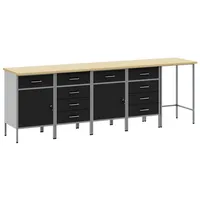 VidaXL 5-tlg. Werkstatteinrichtung-Set Schwarz Holzwerkstoff