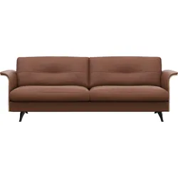 3-Sitzer FLEXLUX "Glow Designsofa, bequem und komfortabel durch hochwertigen Sitzaufbau", braun (old chesnut), B:224cm H:81cm T:91cm, 100% Echteder, Sofas, Skandinavisches Design, In hochwertiger Verarbeitung
