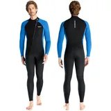 Neoprenanzug 3mm Vollständiger Neoprenanzug Herren Neopren Tauchanzüge Sretch Langarm warm halten Vorderer Reißverschluss Erwachsene Tauchanzüge für Tauchen Schnorcheln Surfen S Größe