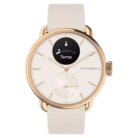 Withings ScanWatch 2 38 mm perl weiß/rosegold, Sport Fluorelastomer-Armband weiß/rosegold