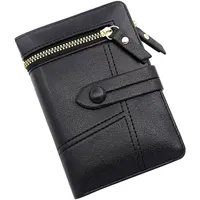 Geldbörse Damen - Vintage Leder Geldbörse für Damen - Portemonnaie Damen Leder - Damen Portemonnaie mit RFID Schutz - Geldbeutel Damen mit Mehrere Kartenfächer mit Handyfach (Schwarz)
