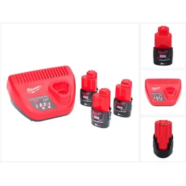 Milwaukee M12 NRG-303 Akku Starter Set 3x 12 V 3,0 Ah