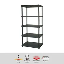 KETER Lagerregal Kunststoff 187x90x60 cm schwarz 5 Böden Tragkraft 400 kg