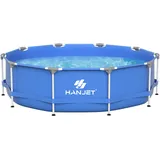 Hanjet Steel Frame Pool Set Rahmenpool PE Schwimmbecken Aufstellpool Gartenpool Sommer Swimingpool Stahlrahmenpool Planschbecken für Außenbereich Hinterhof, rund, Blau (Ø305x76cm)