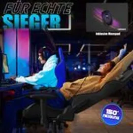 Kesser KESSER® Gaming Stuhl Ergonomisch Bürostuhl mit Kopfstütze & Lendenkissen Racing Gamer Stuhl 150kg belastbar Armlehne 360° Drehbarer Schreibtischstuhl Gaming Chair + Gummi-Rollen